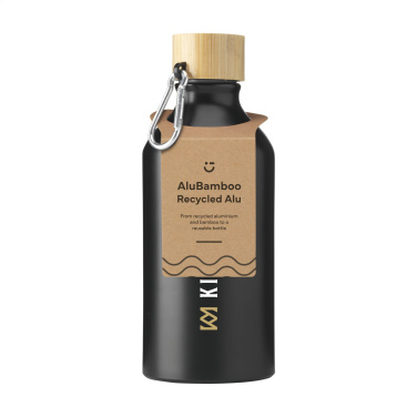 Logotrade promotional merchandise image of: AluBamboo GRS Recycled Alu 500 ml water bottle